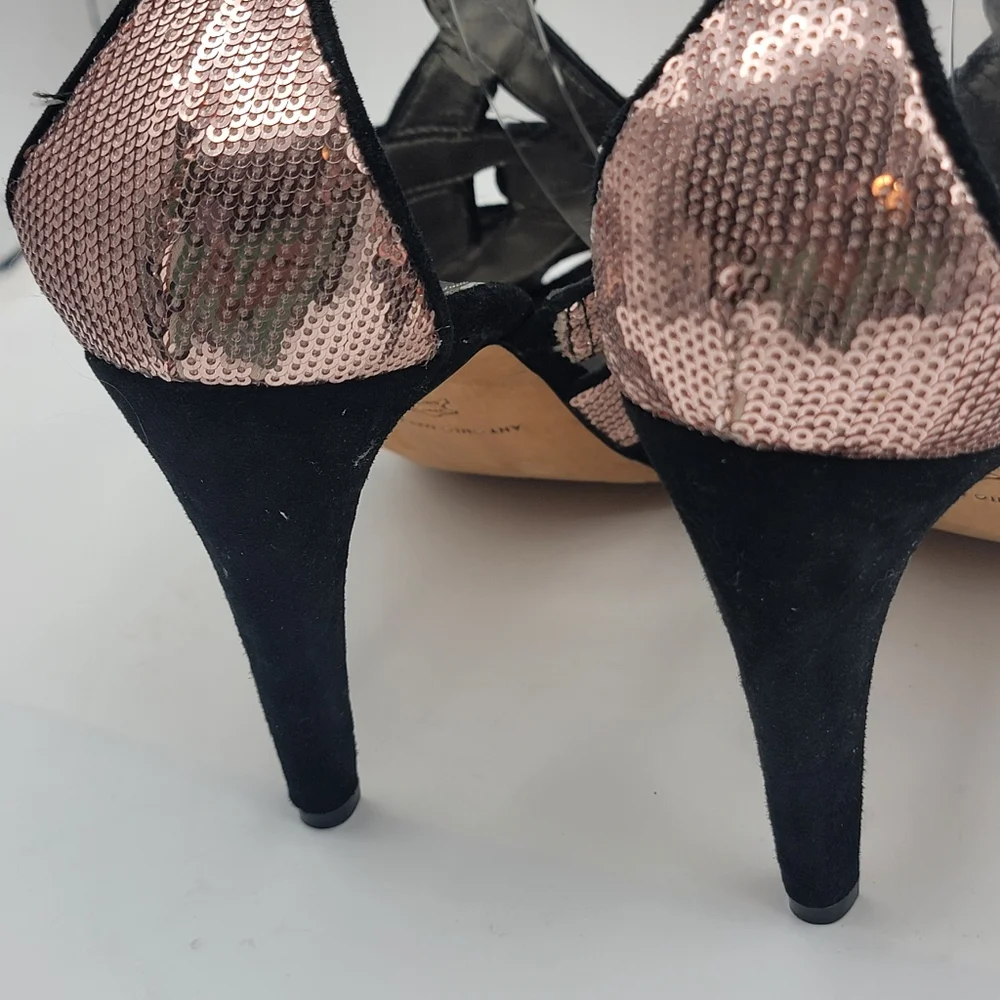 Antonio Melani Women Heels Pink Sequin Strappy Sandal Size 10M #S1232‎